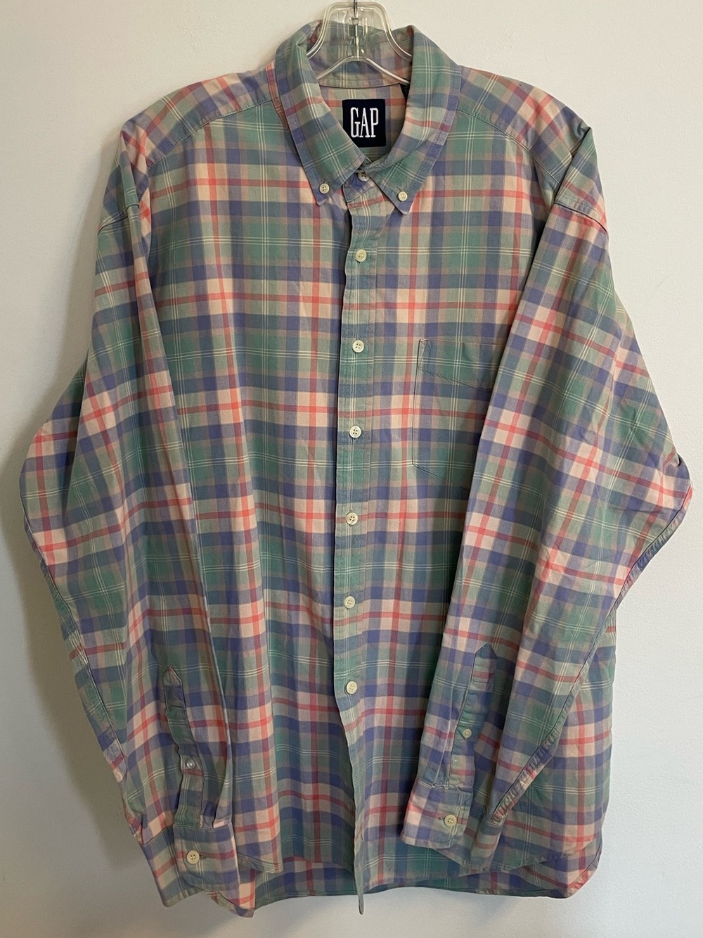 GAP Men's Pastel Plaid Button-Down Shirt